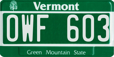 VT license plate OWF603