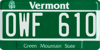 VT license plate OWF610