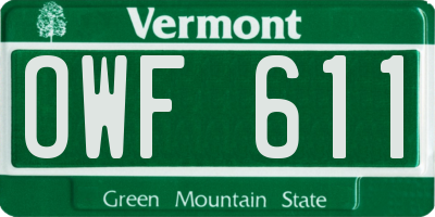 VT license plate OWF611
