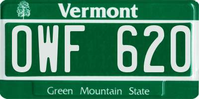 VT license plate OWF620