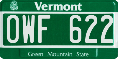 VT license plate OWF622