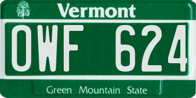 VT license plate OWF624