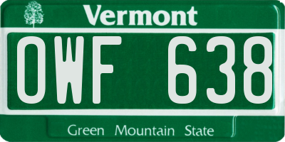 VT license plate OWF638