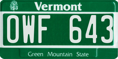 VT license plate OWF643