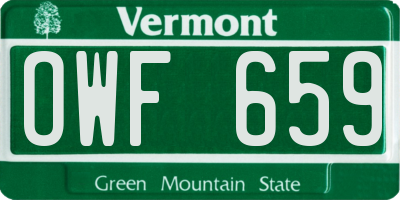 VT license plate OWF659