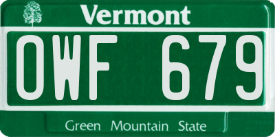 VT license plate OWF679
