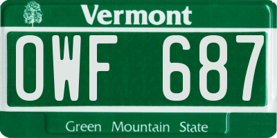 VT license plate OWF687