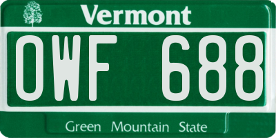 VT license plate OWF688