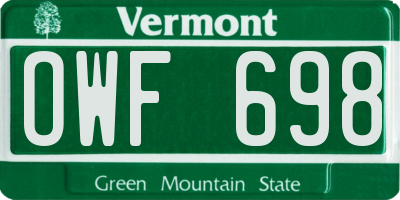 VT license plate OWF698