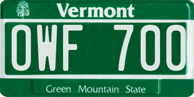 VT license plate OWF700