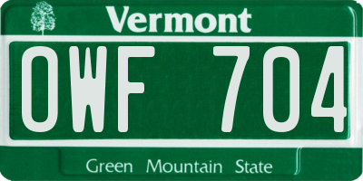 VT license plate OWF704