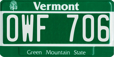 VT license plate OWF706