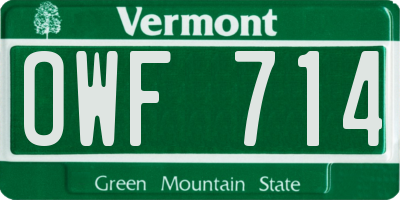 VT license plate OWF714