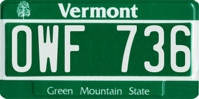 VT license plate OWF736