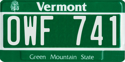 VT license plate OWF741