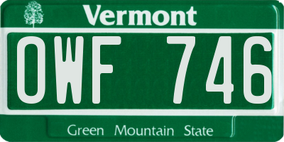 VT license plate OWF746