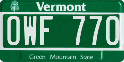 VT license plate OWF770