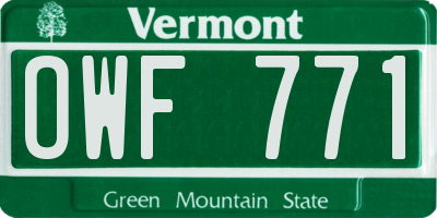 VT license plate OWF771