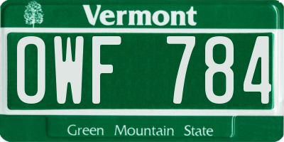 VT license plate OWF784