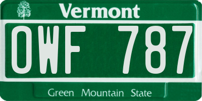 VT license plate OWF787