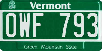 VT license plate OWF793