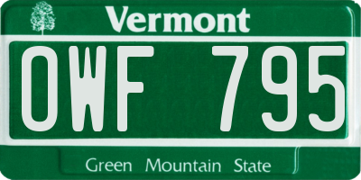 VT license plate OWF795