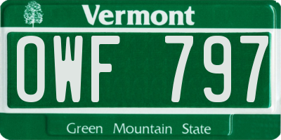 VT license plate OWF797