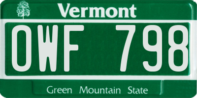 VT license plate OWF798