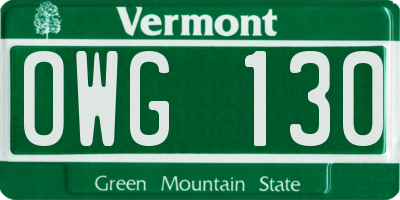 VT license plate OWG130