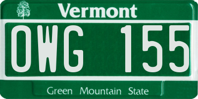 VT license plate OWG155