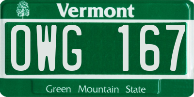 VT license plate OWG167