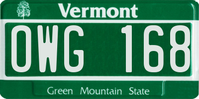 VT license plate OWG168