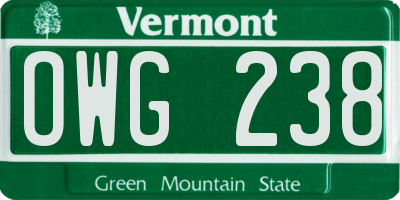VT license plate OWG238