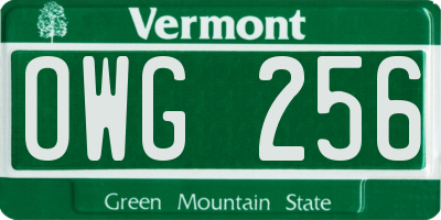 VT license plate OWG256