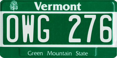 VT license plate OWG276