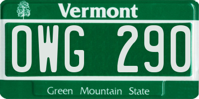 VT license plate OWG290