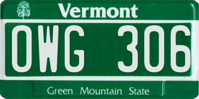 VT license plate OWG306
