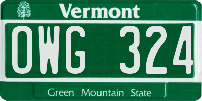 VT license plate OWG324