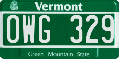 VT license plate OWG329