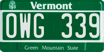 VT license plate OWG339