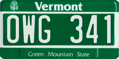 VT license plate OWG341
