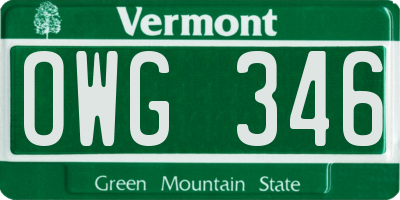 VT license plate OWG346