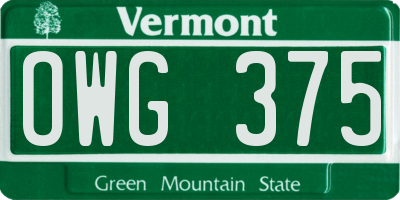 VT license plate OWG375