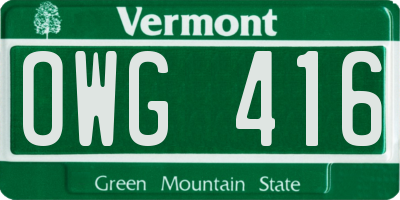 VT license plate OWG416