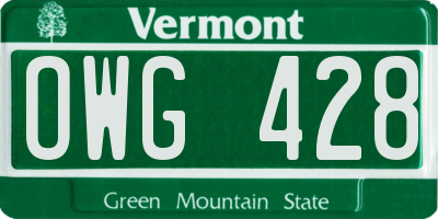 VT license plate OWG428
