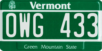 VT license plate OWG433