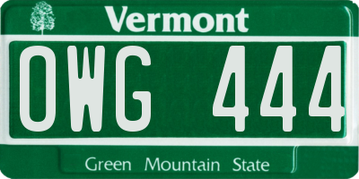 VT license plate OWG444