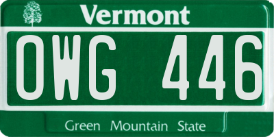 VT license plate OWG446