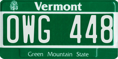 VT license plate OWG448