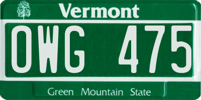 VT license plate OWG475
